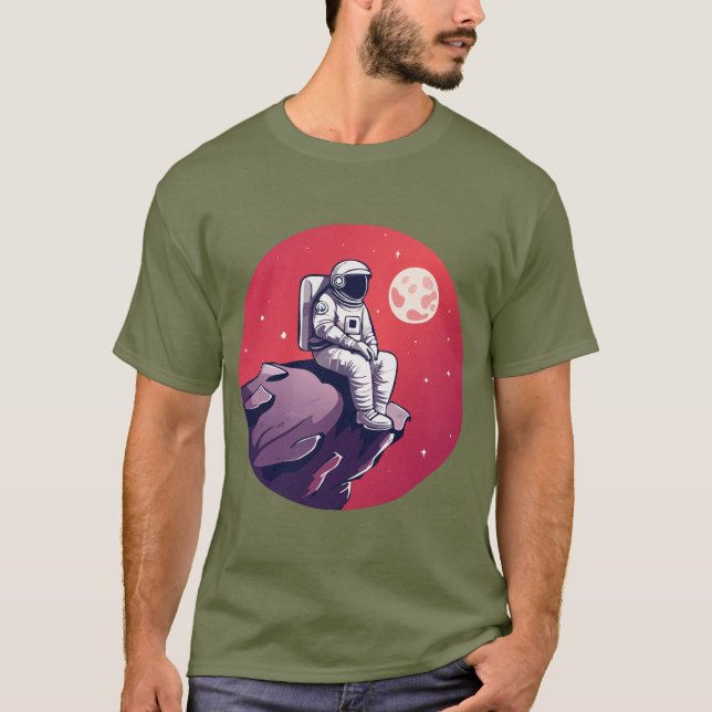 Lonely Astronaut på Måne T-Shirt (Framsida)