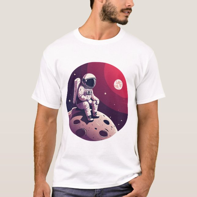 Lonely Astronaut på Måne T-Shirt (Framsida)