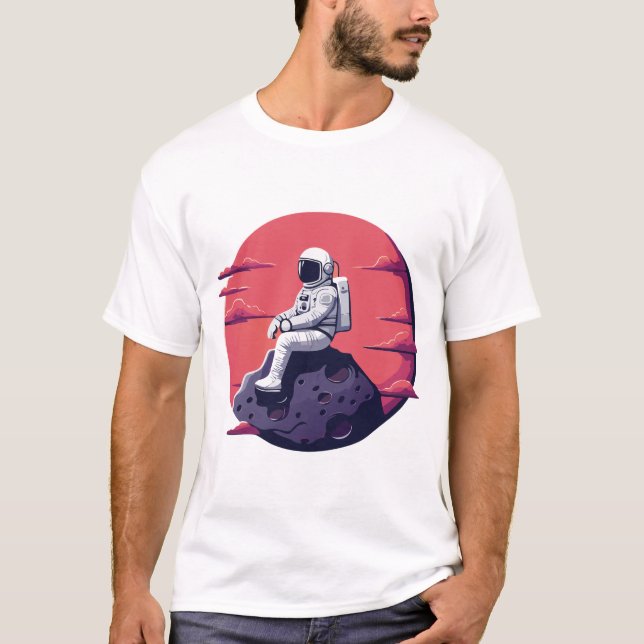 Lonely Astronaut på Måne T-Shirt (Framsida)
