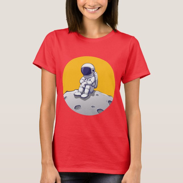 Lonely Astronaut på Måne T-Shirt (Framsida)