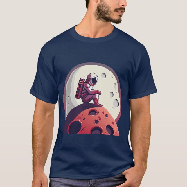 Lonely Astronaut på Måne T-Shirt (Framsida)