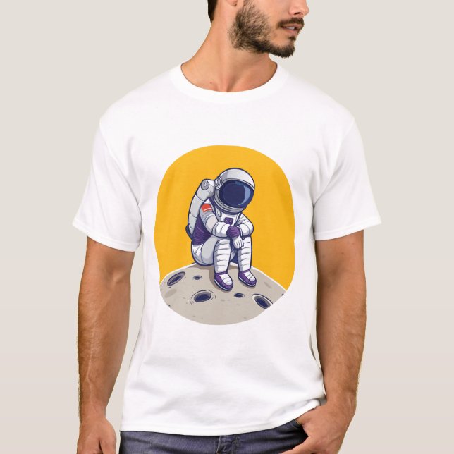 Lonely Astronaut på Måne T-Shirt (Framsida)