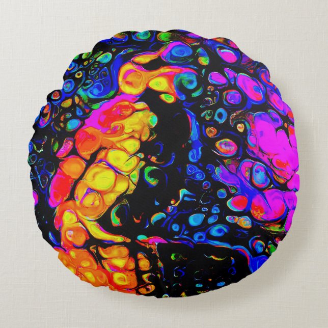 Lonely Bird 4: Liquid Art Stil Rund Kudde (Framsidan)