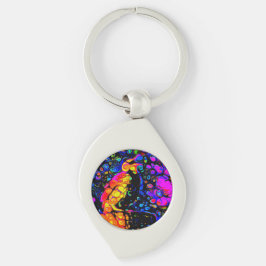 Lonely Bird 4: Liquid Art Stil Swirl Silverfärgad Nyckelring