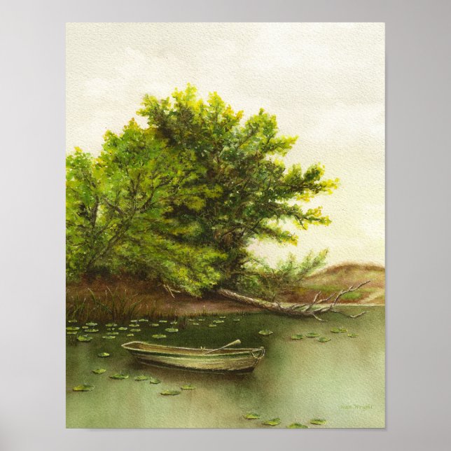 Lonely Boat on Pond med Lily Dynors Poster (Framsidan)