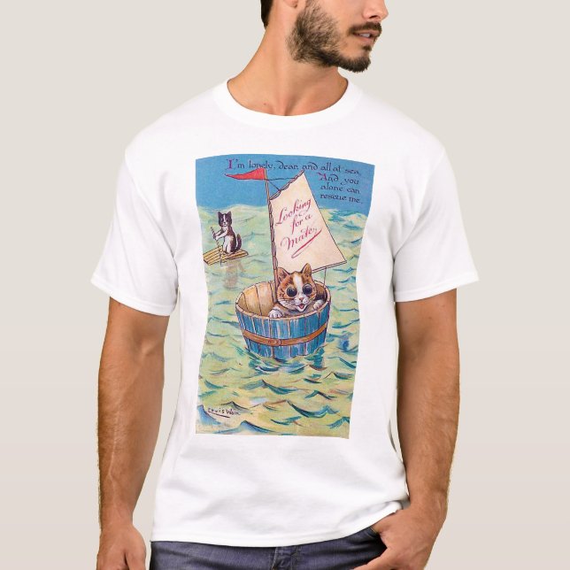Lonely Cat Sea, Louis Wain T Shirt (Framsida)