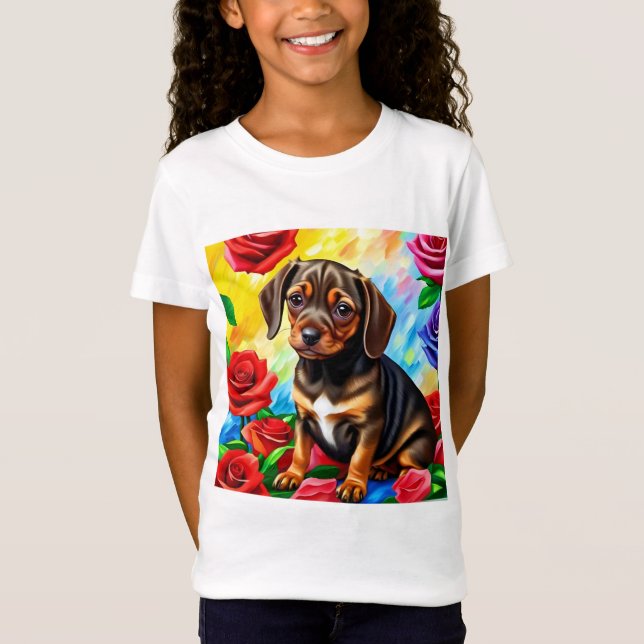 Lonely Dachshund Puppy Hund T-Shirt (Framsida)