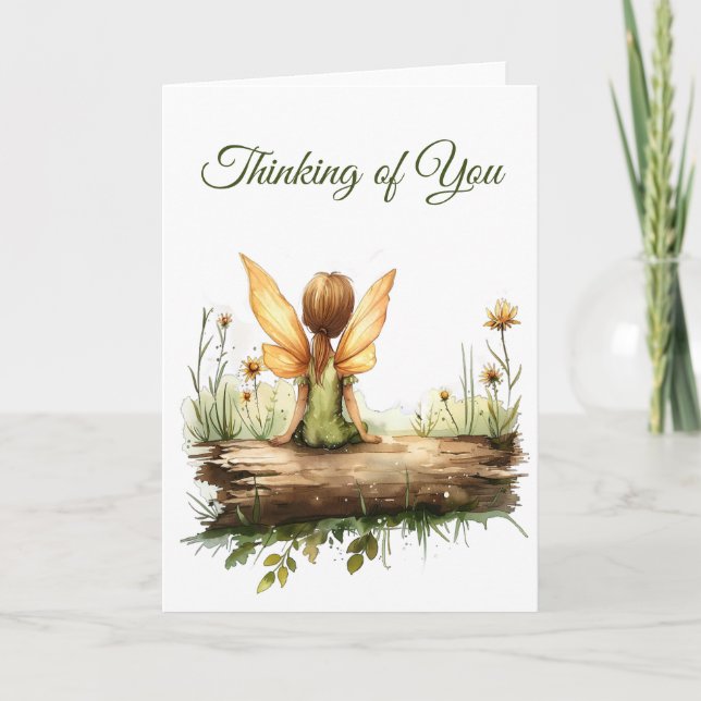 Lonely Fairy Sitta på en logg Kort (Framsida)