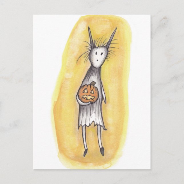 Lonely Ghoul with Pumpkin Vykort (Framsida)