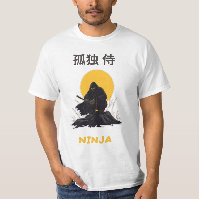 Lonely Ninja Samurai Art Design T Shirt (Framsida)