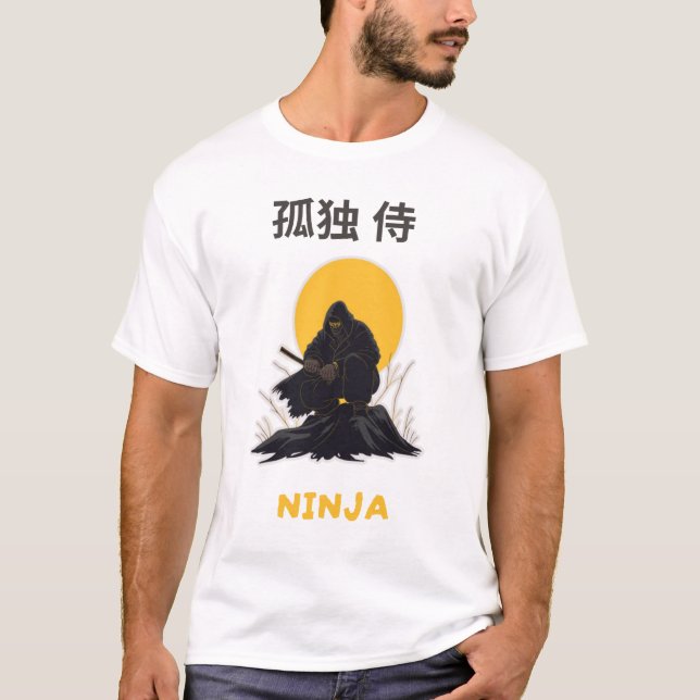 Lonely Ninja Samurai Art Design T Shirt (Framsida)