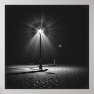 Lonely Streetlight - A Haunting Charcol Nocturne Poster