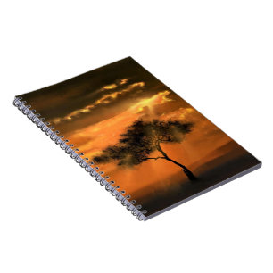 Lonely Träd Sunbeams Notebook - Sunrise Anteckningsbok