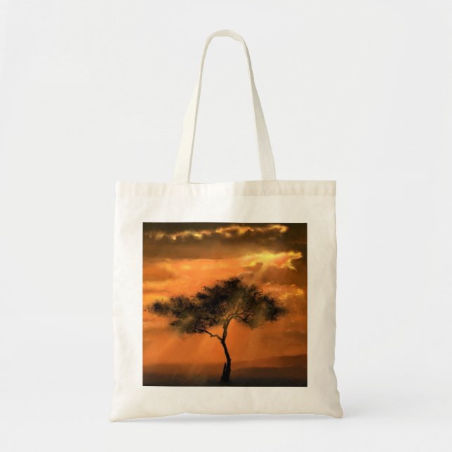 Lonely Träd Sunbeams Tote Bag - Sunrise Tygkasse (Framsidan)