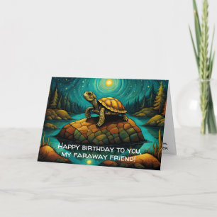 Lonely Turtle Long Avstånd Friend Birthday Kort