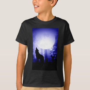 Lonely Varg Howling vid Måne T Shirt