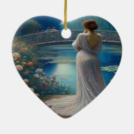 Lonely Woman Looking At Others Valentine Tree Julgransprydnad Keramik