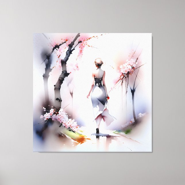 Lonely Woman Walking Canvastryck (Framsida)