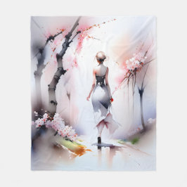 Lonely Woman Walking Fleecefilt