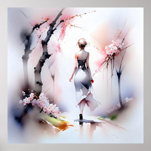 Lonely Woman Walking Poster (Framsidan)