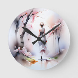 Lonely Woman Walking Rund Klocka