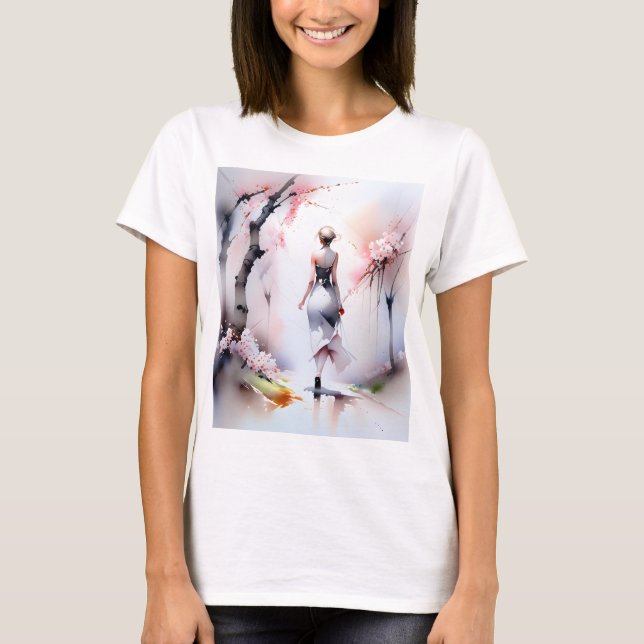 Lonely Woman Walking T Shirt (Framsida)