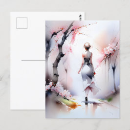 Lonely Woman Walking Vykort