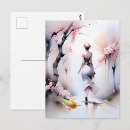 Lonely Woman Walking Vykort