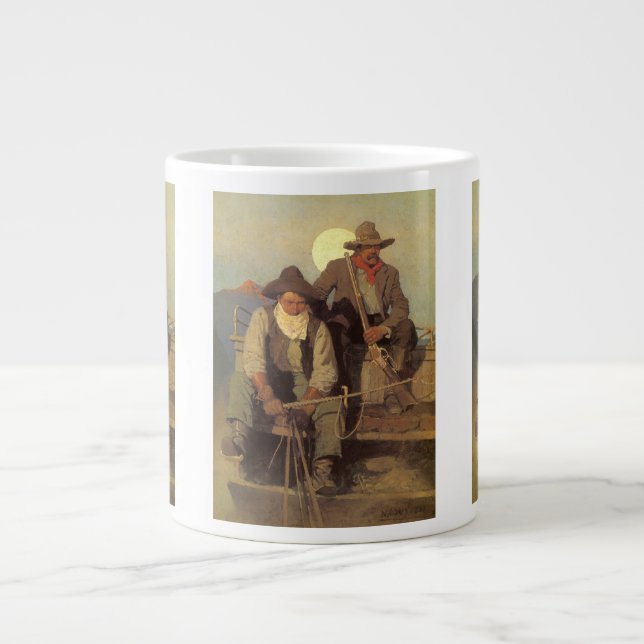 Lönetrappan av NC Wyeth, Vintage Cowboys Jumbo Mugg (Framsidan)
