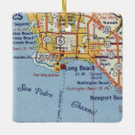 Long Beach CA 50's Karta Julgransprydnad Keramik<br><div class="desc">Long Beach Kalifornien-julprydnad gjord med vintage karta från 1955.</div>