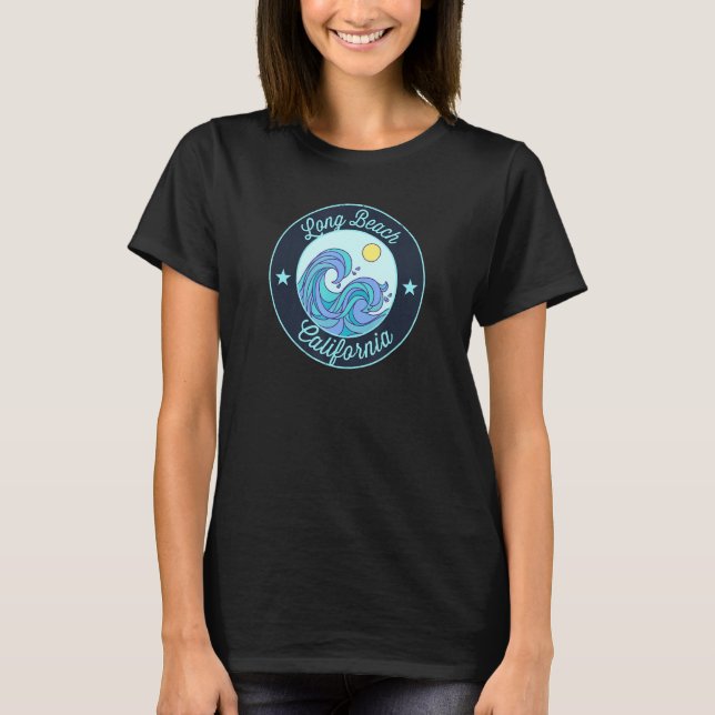 Long Beach Ca California Souvenir Nautical Surfer T Shirt (Framsida)
