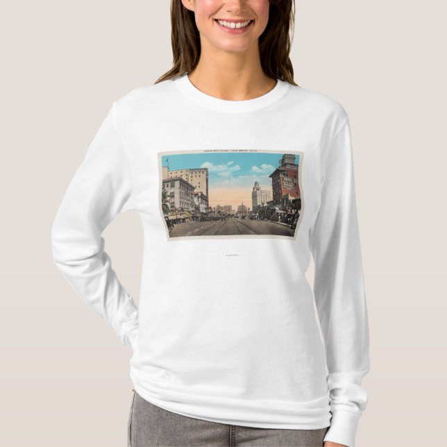 Long Beach CA - havboulevarden beskådar T-shirt (Framsida)
