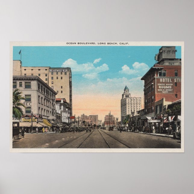 Long Beach, CA - Ocean Boulevard View Poster (Framsidan)
