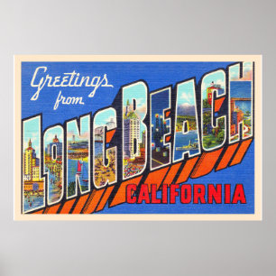 Long Beach California CA Large Brev vykort Poster