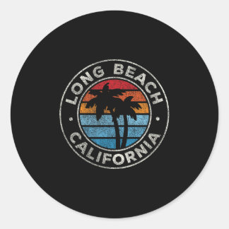 Long Beach California Ca Vintage Graphic Retro 70s Runt Klistermärke