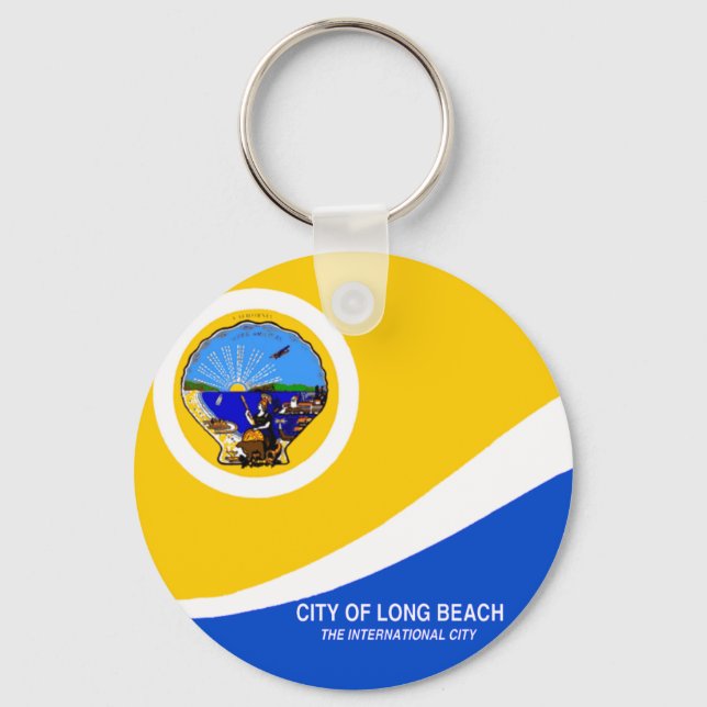 Long Beach (California) City flagga Keychain Nyckelring (Framsida)