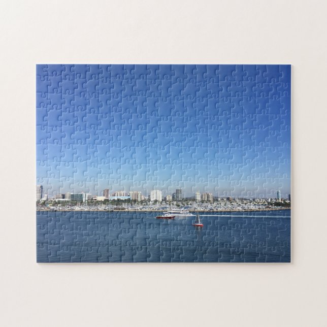 Long Beach California City Skyline Pussel (Horisontell)