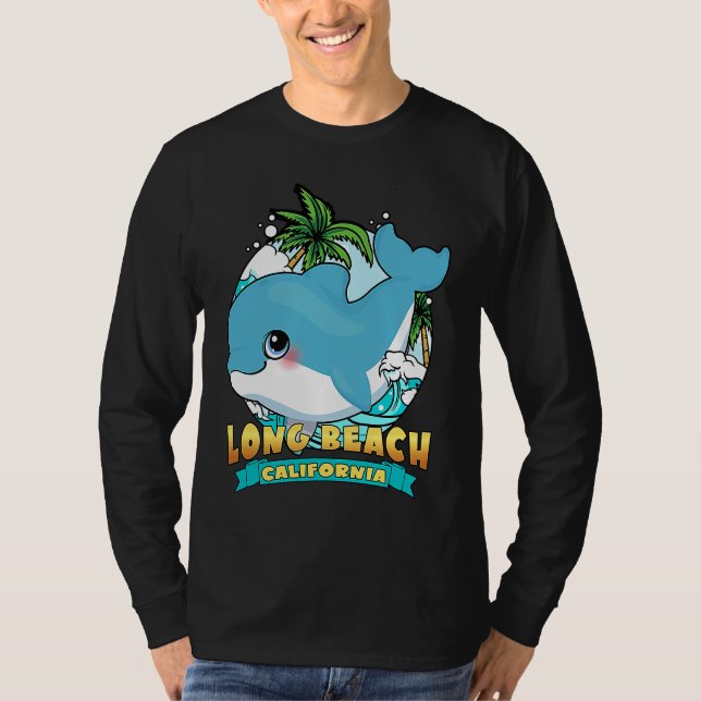 LONG BEACH CALIFORNIA Cute Baby Dolphin Souvenir T Shirt (Framsida)