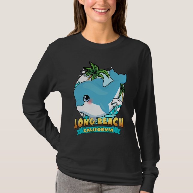LONG BEACH CALIFORNIA Cute Baby Dolphin Souvenir T Shirt (Framsida)
