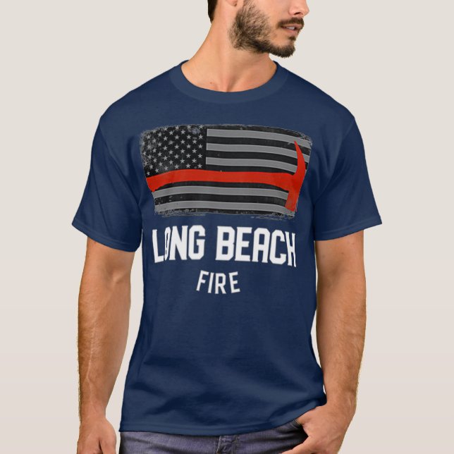 Long Beach California Fire Rädding Department T Shirt (Framsida)