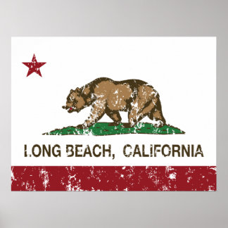 Long Beach California Flagga Poster