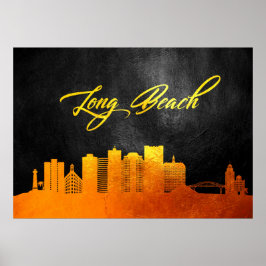 Long Beach California Guld Skyline Poster