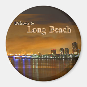 Long Beach California på natten Magnet