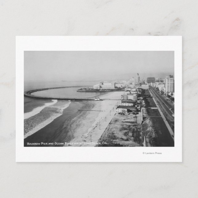 Long Beach, California Rainbow Pier och Ocean Vykort (Framsida)