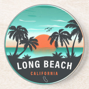 Long Beach California Retro Sunset Souvenirs 80-ta Underlägg