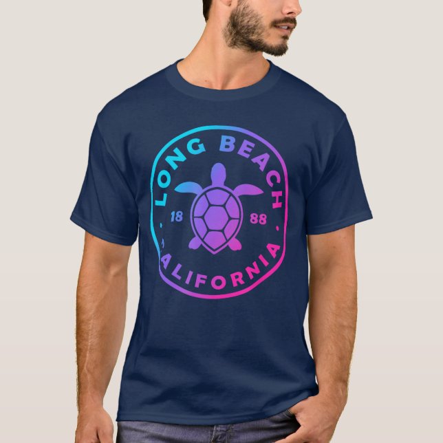 Long Beach California Sea Turtle Tie Dye Beach Vac T Shirt (Framsida)