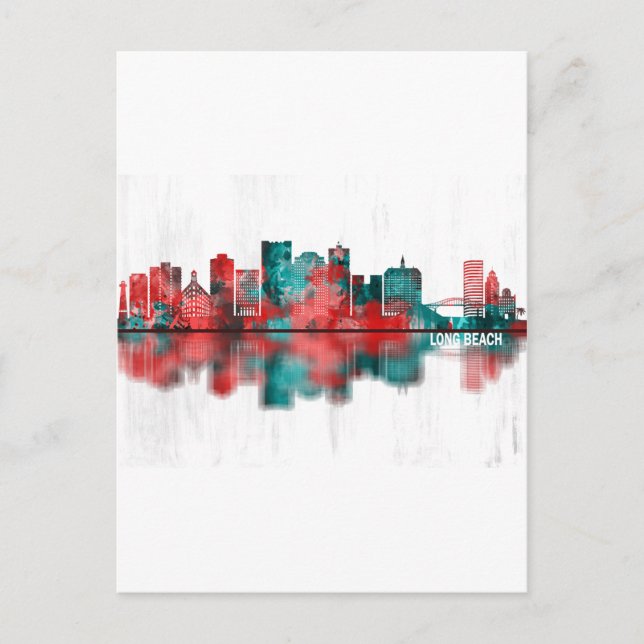 Long Beach California Skyline Helg Vykort (Framsida)