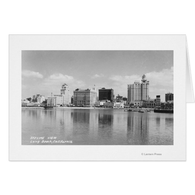 Long Beach, California Skyline View Hälsningskort (Framsidan Horizontal)