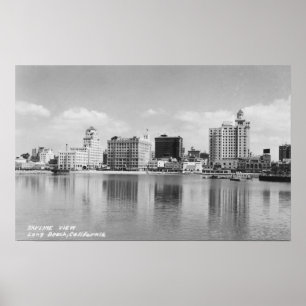 Long Beach, California Skyline View Poster