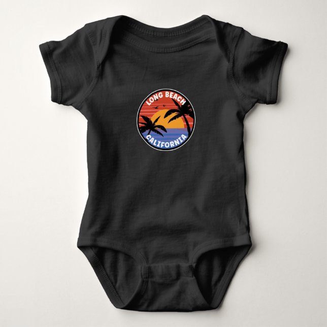 Long Beach California Sunset Paradise T Shirt (Framsida)